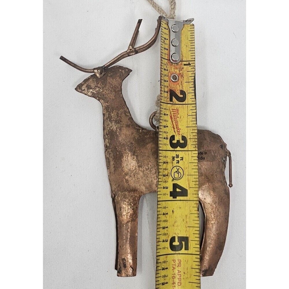 Handmade Rustic Metal Reindeer Bell Ornament Wall Hanging India Welded 5.5" - Picture 6 of 9